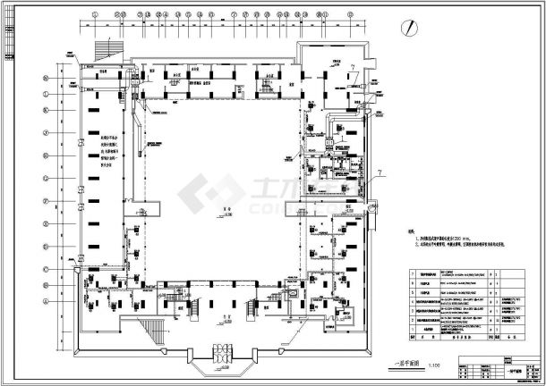 装修设计天津xx大型电影城整套cad空调设计施工图纸-图二
