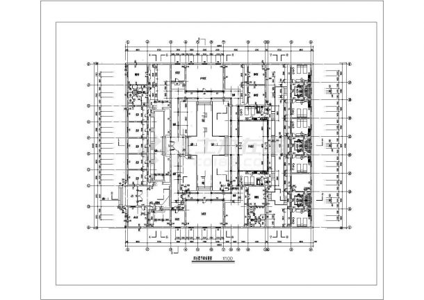 四合院式办公楼CAD建筑图纸-图二
