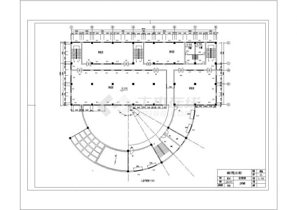 [学士]某6层框架结构写字楼市计算书及建筑施工图(含屋顶平面图、楼梯详图)-图一