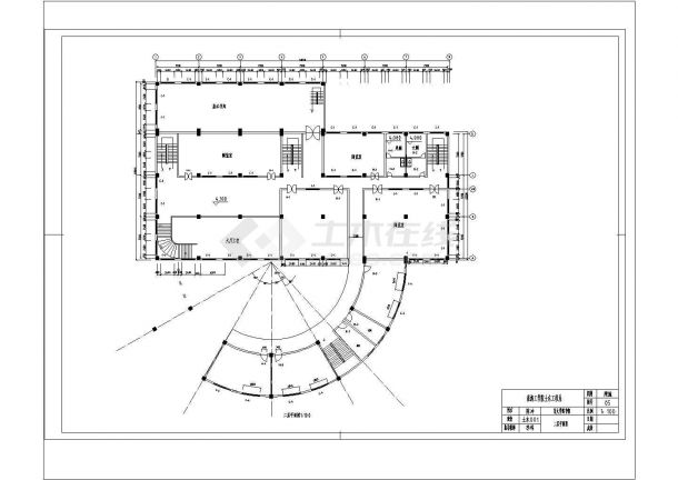 [学士]某6层框架结构写字楼市计算书及建筑施工图(含屋顶平面图、楼梯详图)-图二
