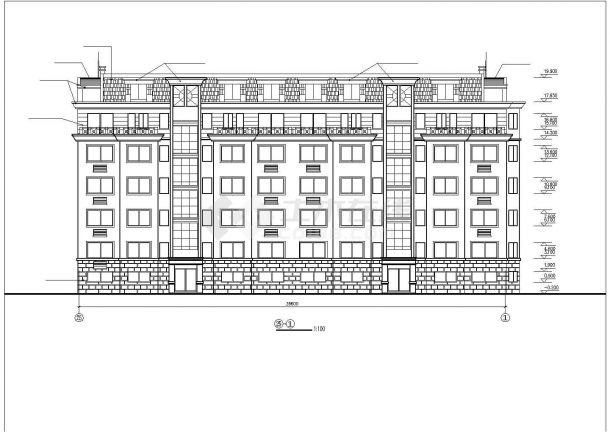 2700平米5层砖混结构职工家属楼建筑设计CAD图纸（含阁楼和地下室）-图一
