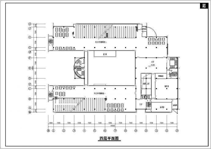 四川农大4层图书馆设计建筑施工cad图，共六张_图1