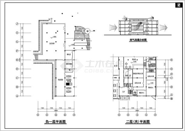 四川农大4层图书馆设计建筑施工cad图，共六张-图二