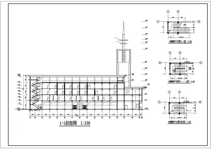 办公楼设计_消防大队办公楼建筑设计cad施工图（含训练塔）_图1