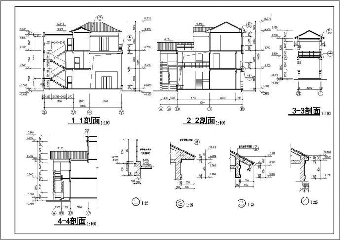 某农村三层砖混结构独栋别墅建筑施工设计图_图1