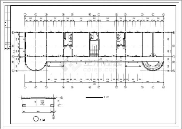 某地区6班级三层幼儿园建筑设计CAD施工图-图一