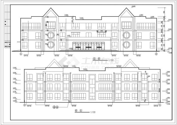 某地区6班级三层幼儿园建筑设计CAD施工图-图二
