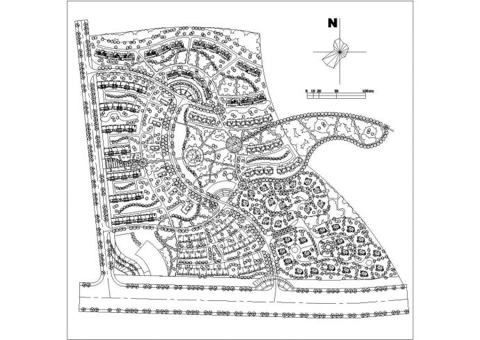 某不规则地块大型住宅小区景观规划设计cad总平面施工图_图1