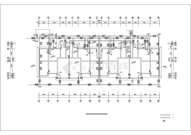 某地长47.04米 宽13.18米 1储物+6+1跃层住宅楼给排水设计CAD图-图一