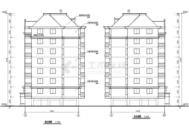 成都某小区八层复式一梯两户住宅楼建筑工程设计全套施工图（含门窗表、设计说明）-图二