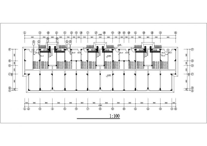 某地长47.4米 宽12.9米 1车库+6+1住宅楼给排水设计CAD图_图1