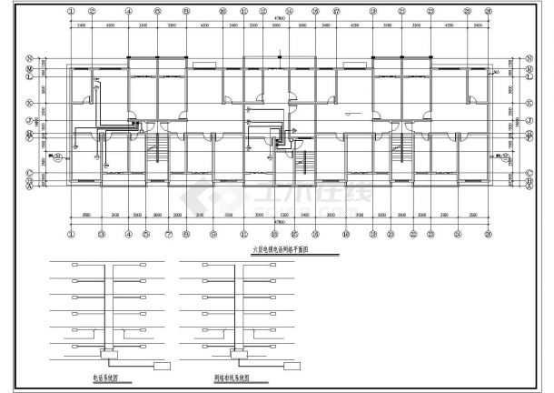 某地长47.8米 宽14.6米 6层住宅楼给排水设计CAD图-图二