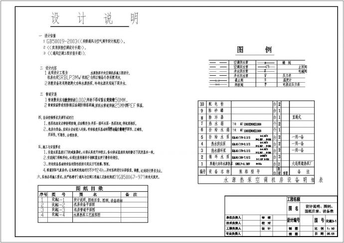 江西上饶市某厂房内全套热泵空调机房cad设计图纸_图1