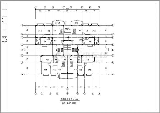 某地区翠华小区多层复式一梯四户住宅楼建筑工程设计cad图（含平立剖）-图二