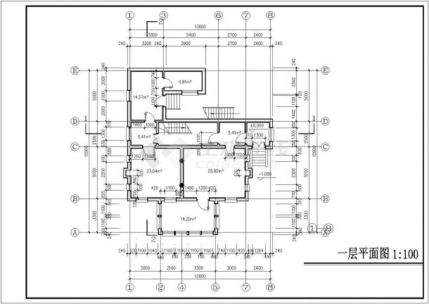 广州市渠河路德润园小区3层砖混结构住宅楼建筑设计CAD图纸-图二