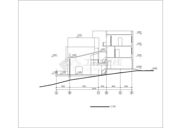 某地区度假区别墅建筑方案设计施工CAD图纸-图一