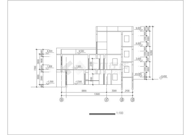 某地区度假区别墅建筑方案设计施工CAD图纸-图二