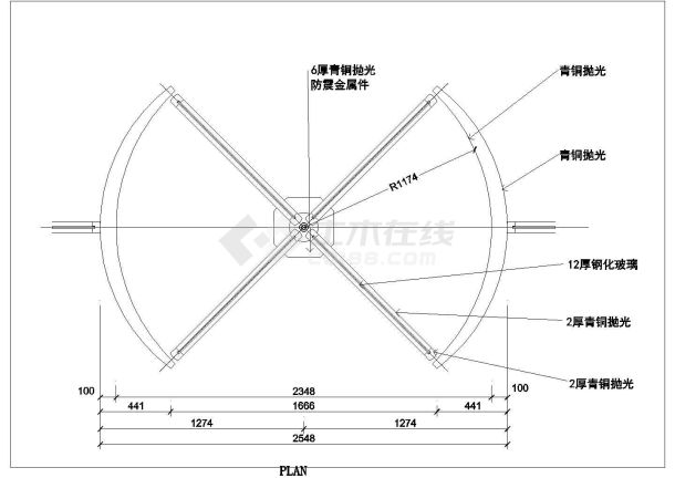 某旋转门cad大样施工图纸-图一