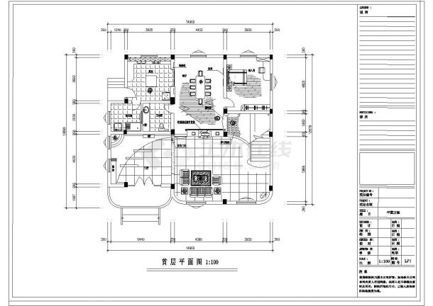 某二层小型别墅全套室内装修cad施工图-图二