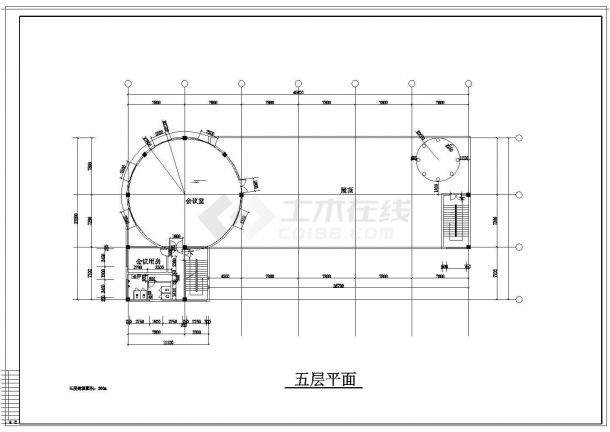 邮政办公大楼建筑设计cad平面方案图-图二