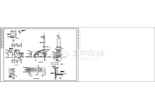 某地区中学校门建筑cad施工图纸-图二
