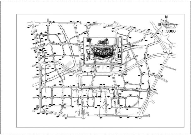 敦化市某地行政管理中心总平面布局cad图纸，共一张-图二