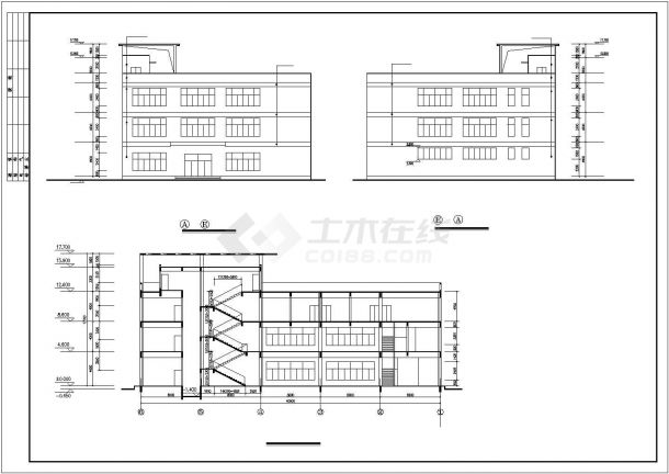 某地区食堂建筑详细方案设计施工CAD图纸-图二
