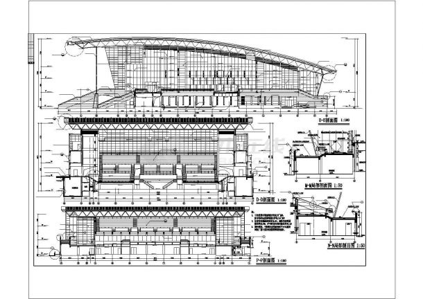 某地区体育活动中心建筑详细方案设计施工CAD图纸-图二