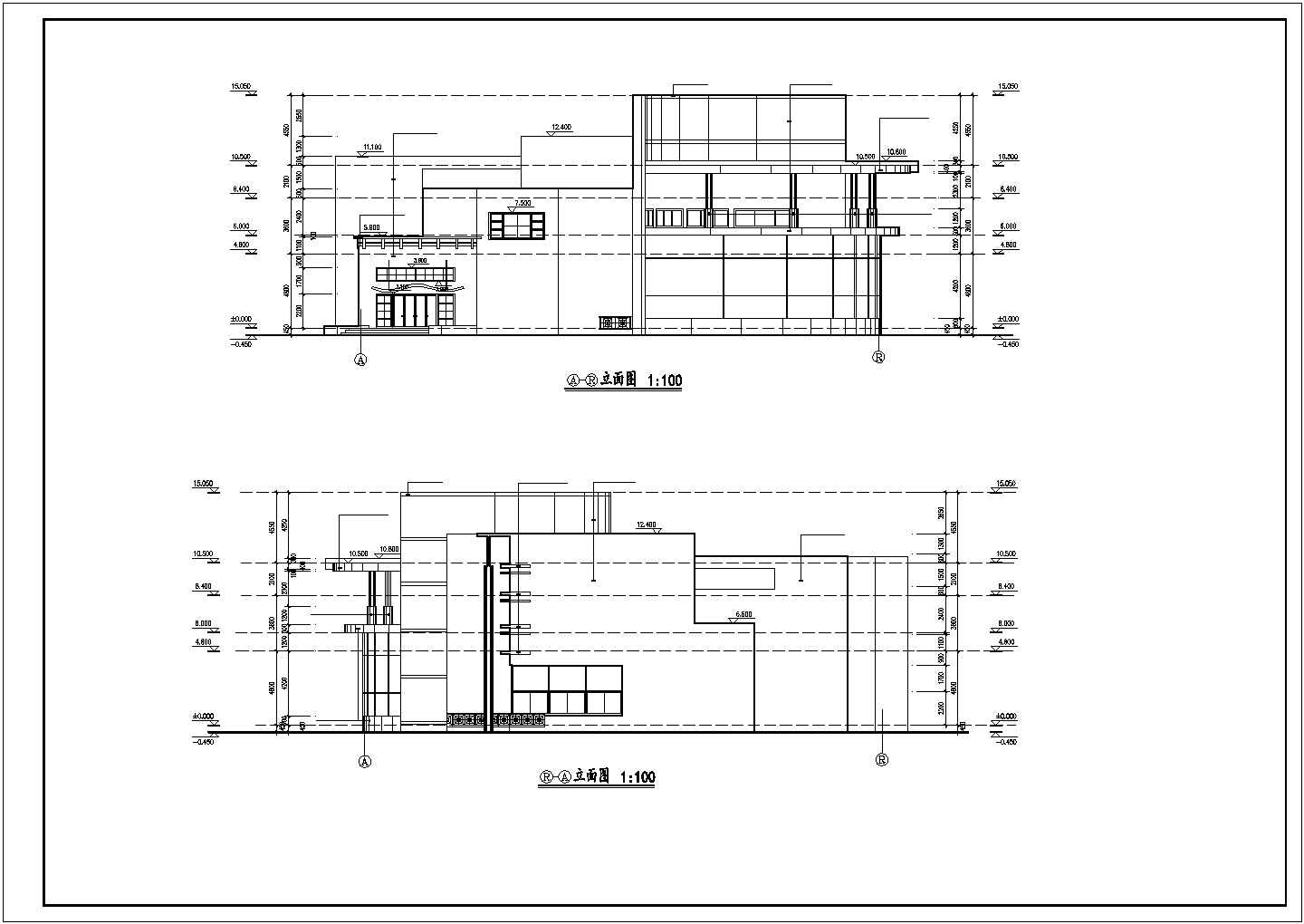 某地区娱乐中心总体建筑详细方案设计施工CAD图纸