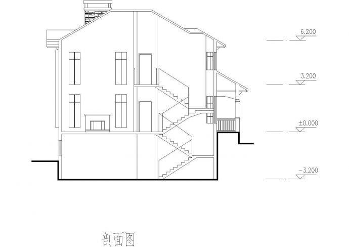 某多层小型别墅施工设计全套cad图（含效果图）_图1