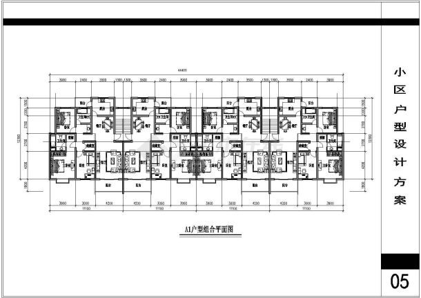 小区户型建筑设计cad方案图纸-图二