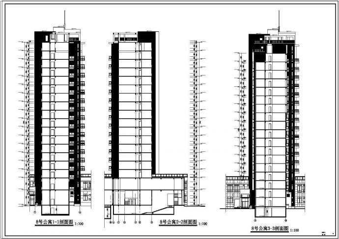 一栋整套高层公寓住宅建筑设计cad施工图纸_图1