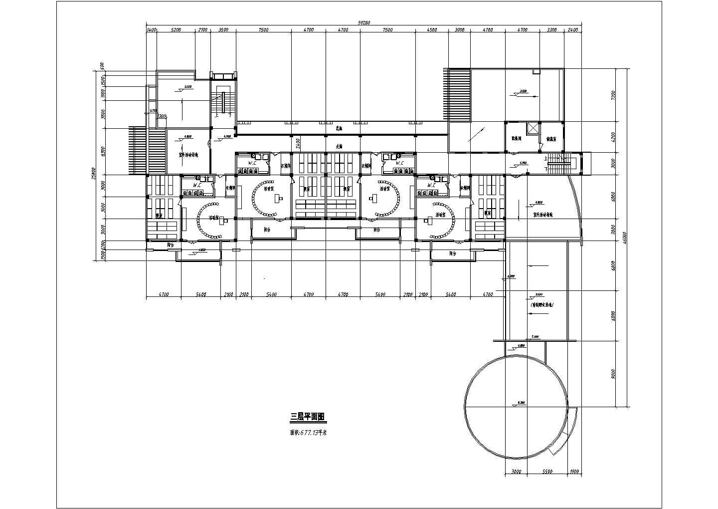 幼儿园设计_某L型三层幼儿园设计CAD图