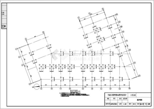 某三层框架厂房1765平米毕业设计CAD完整结构图-图二