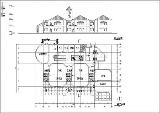 幼儿园设计_某经典幼儿园建筑设计CAD图-图一