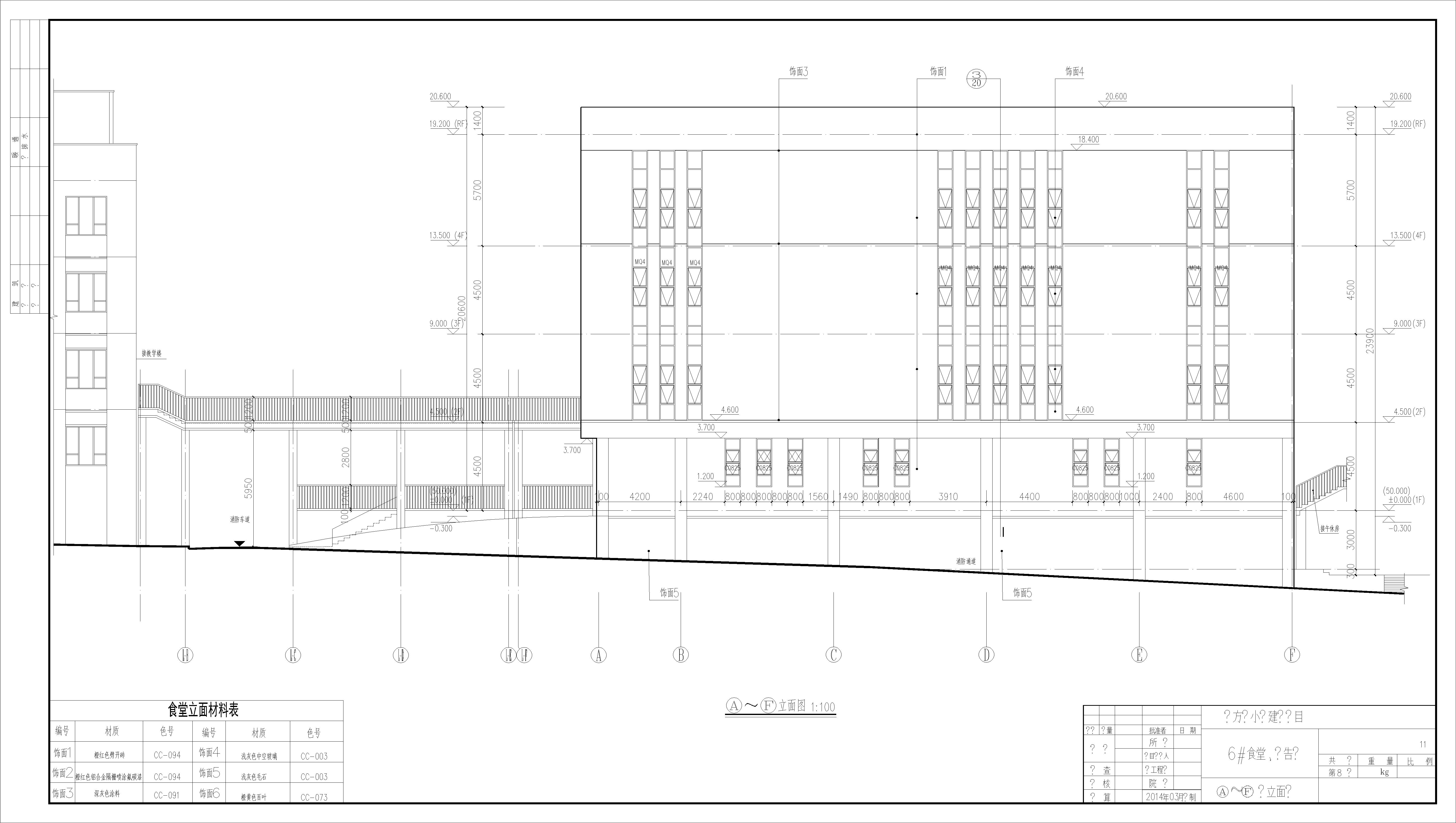 东方红小学5层食堂报告厅建筑设计施工图