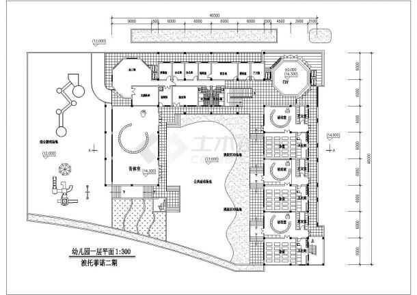 幼儿园设计_某小区经典三层幼儿园设计CAD图-图二