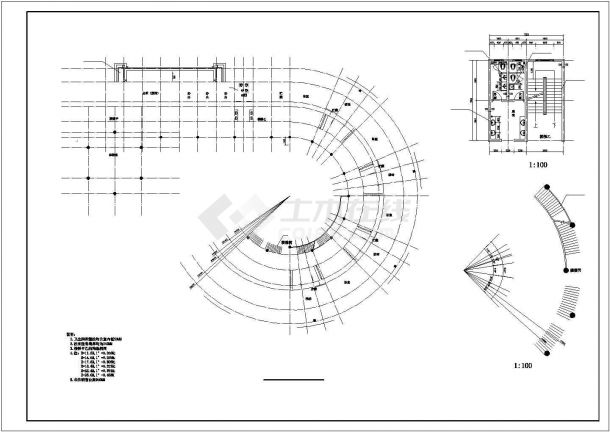 幼儿园设计_某三层圆环型幼儿园建筑设计CAD图-图二