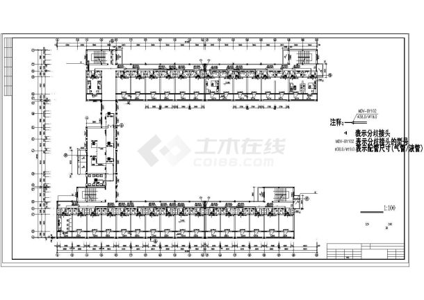 南方某公司宿舍楼多联机空调系统施工cad设计图-图二