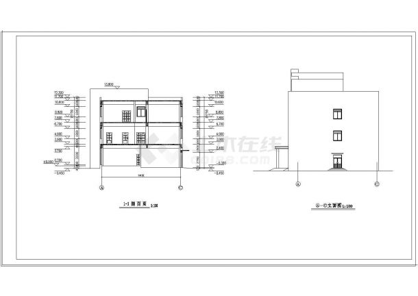 办公楼设计_厂房设计_某地完整的厂房办公楼方案CAD施工图纸及效果图-图二