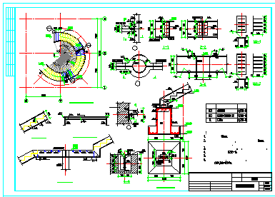 钢结构旋转及V型楼梯cad施工设计详图-图二