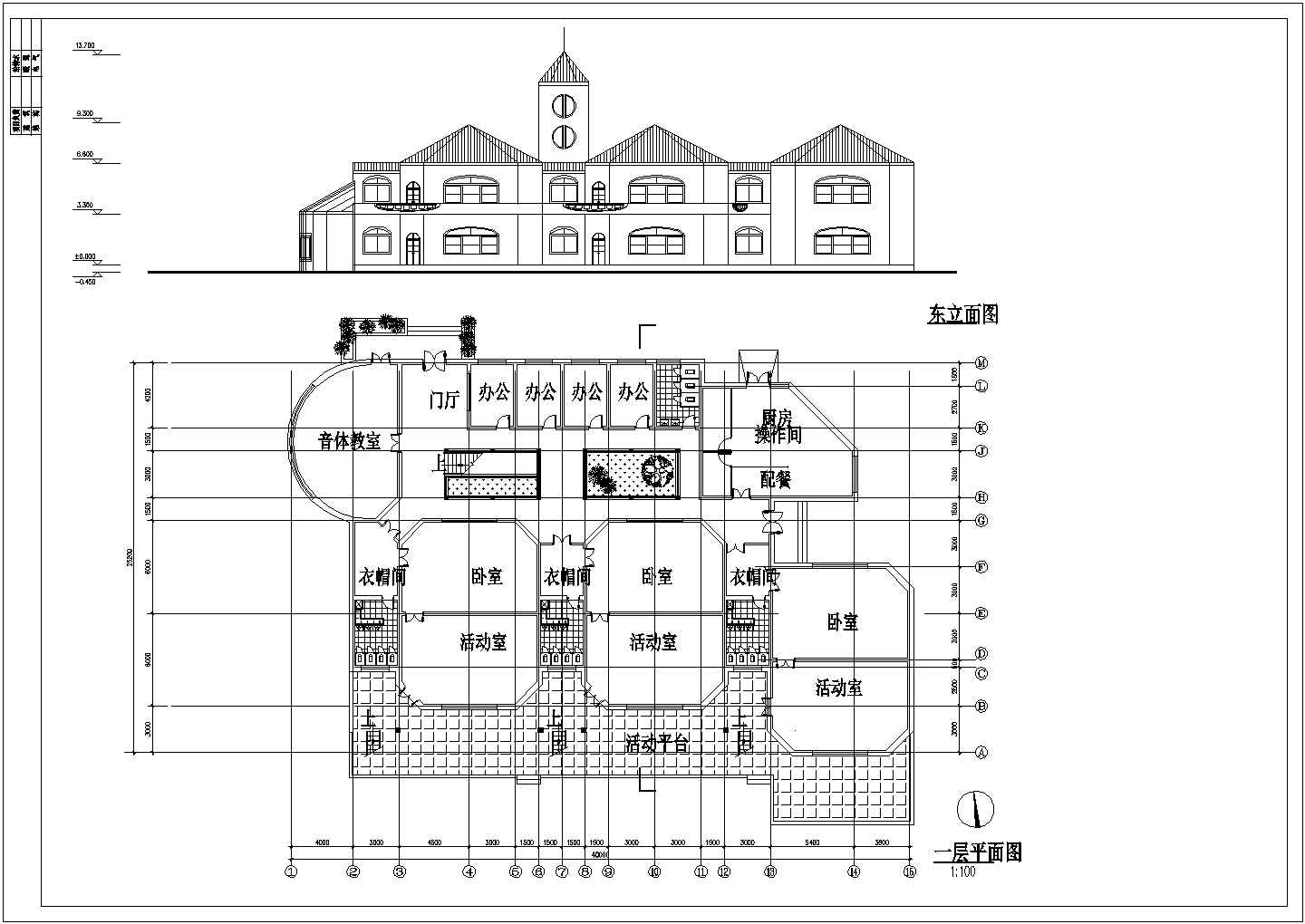 幼儿园设计_某西方风格两层幼儿园设计CAD图