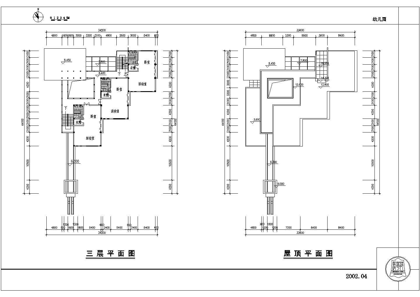 幼儿园设计_某地区三层中小型幼儿园设计CAD图