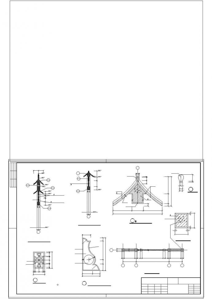 古典牌楼建筑设计CAD施工图纸_图1