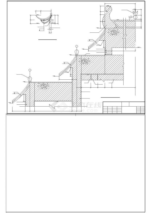 古典牌楼建筑设计CAD施工图纸-图二