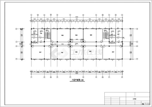 某六层教学楼设计建筑CAD全套施工完整图-图二