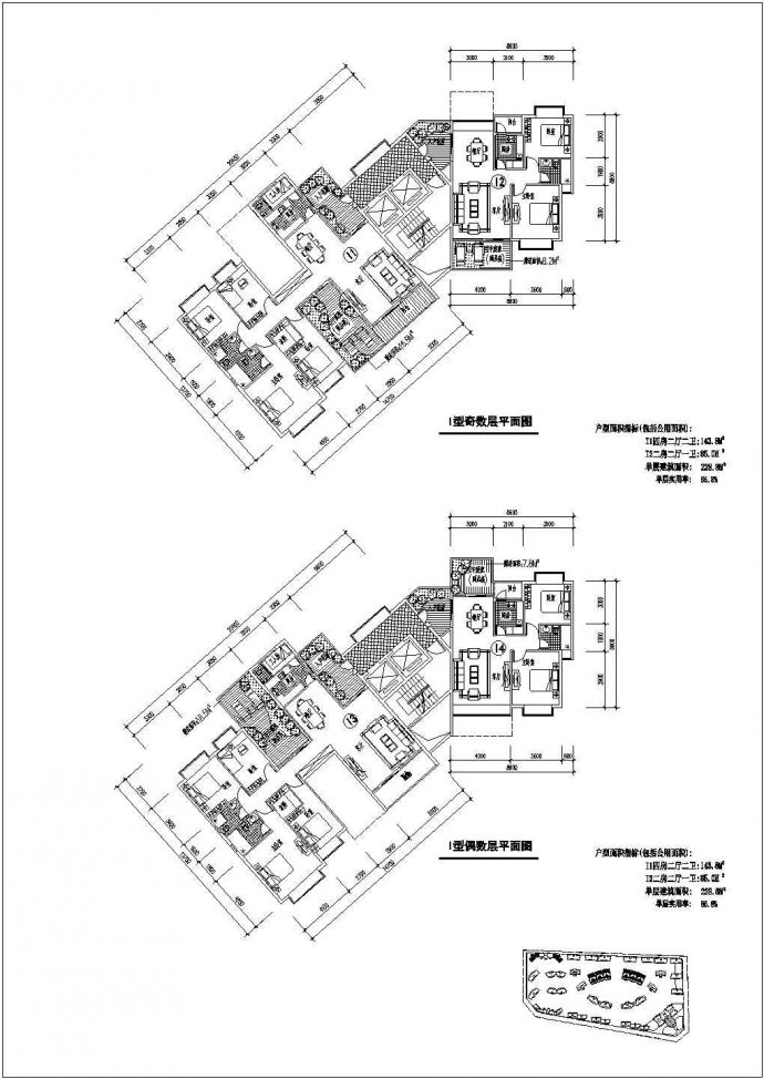小区精美户型规划布置CAD套图_图1