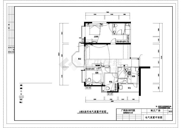 珠江广场A栋K型住宅室内装修施工图-图一