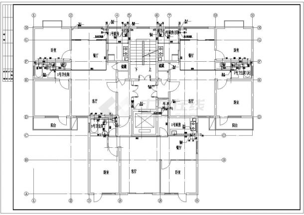 某地长21.5米 宽16.4米 -1+11层住宅楼给排水设计CAD图-图一