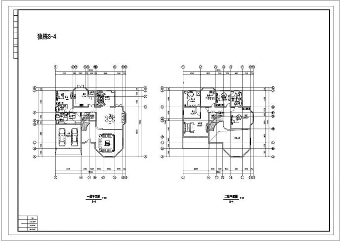 某地现代风格住宅两层独栋别墅设计cad图纸_图1